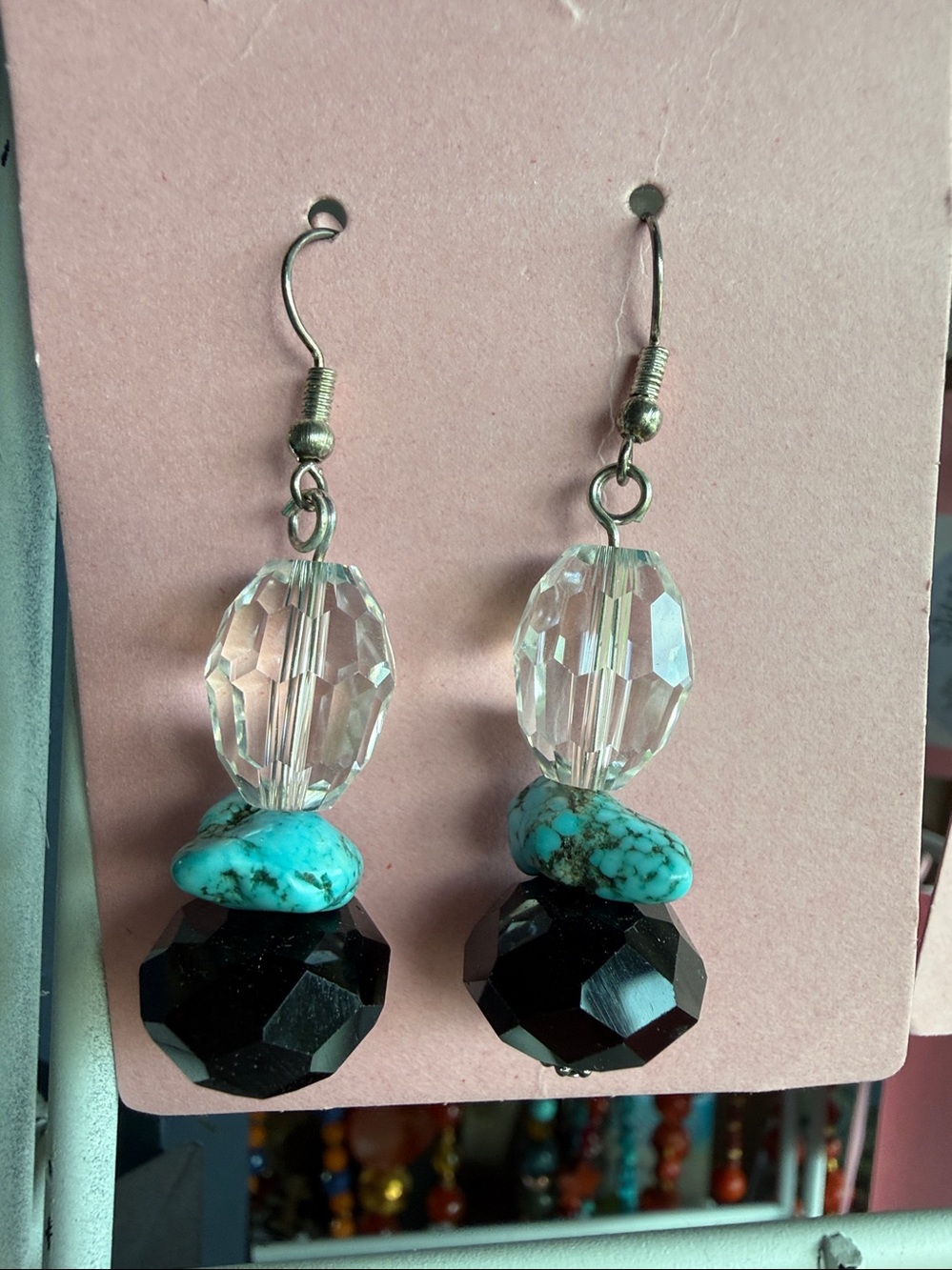 Turquoise NUGGET and HIGH QUALITY Crystal Earrings BOGO